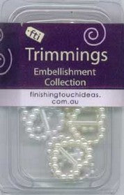 FTI - Bitty Buckles - Ribbon Slide - Pearl Heart - White/Cream