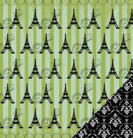 3 Bugs in a Rug - A Trip to Paris Collection - 12x12" Double Sided Paper - Eiffel Tower