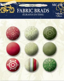 Little Yellow Bicycle - Christmas Magic Collection - Fabric Brads
