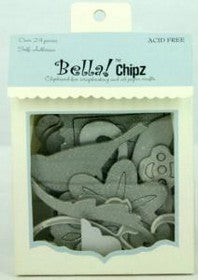 Bella - Ever After Collection - Adhesive Glitter Chipboard Shapes - Silver
