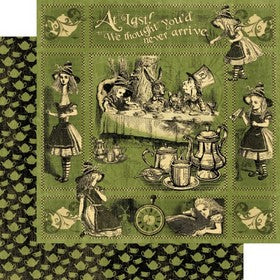Graphic 45 - Halloween In Wonderland Collection - Alice's Tea Party - 12" Double Sided Paper