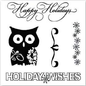 Hampton Art - Christmas - Cling Rubber Stamps - Owl Wishes