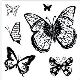 Hampton Art - Graphic 45 - Cling Rubber Stamp - Butterflies