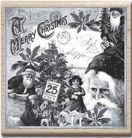 Hampton Art - Graphic 45 - Wood Mounted Stamp - Christmas Collage
