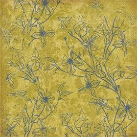 K & Company - Blue Awning - Green Floral Damask - 12x12" Paper