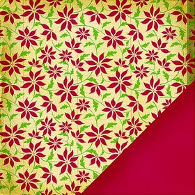 Making Memories - Noel Collection - Poinsettia Ledger - 12x12" Double Sided Paper