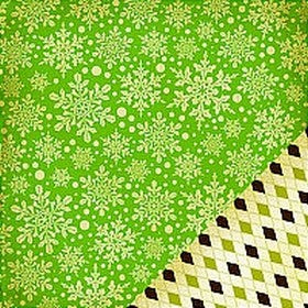 Making Memories - Noel Collection - Green Snowflake - 12x12" Double Sided Paper