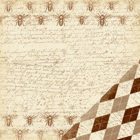 Making Memories - Brun Antique Reverie - Bees Handwriting - 12x12" Paper