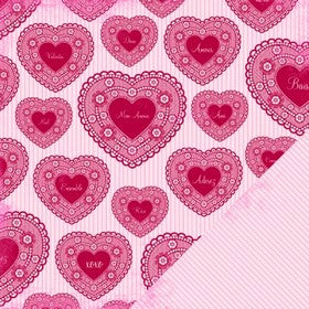 Making Memories - Je t'Adore Collection - Heart Doilies - 12x12" Paper