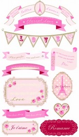 Making Memories - Je t'Adore Collection - Stickers - Banners Amour
