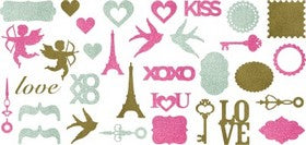 Making Memories - Je t'Adore Collection - Embellishments - Glitter Shapes