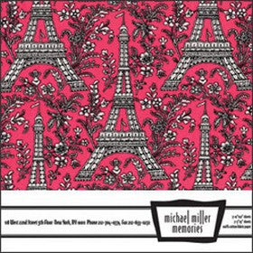 Michael Miller Memories - Eiffel Tower - Pink 12x12" Fabric Paper