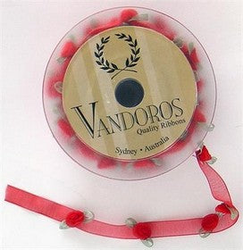 Vandoros - Sheer Ribbon with Roses - Red - 1m