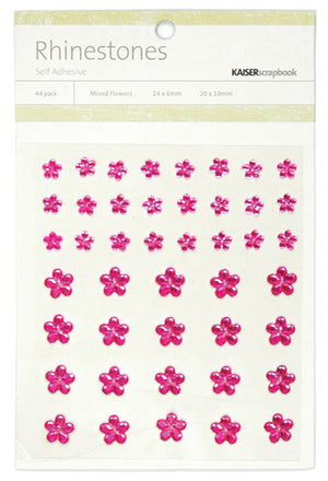 KaiserCraft - Rhinestones - Small Flower - Hot Pink