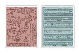 Sizzix - Tim Holtz - Alterations - Texture Fades - Postcards & Sheet Music Set