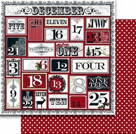 Teresa Collins - Christmas Home Collection - Christmas Calendar - 12x12" Double Sided Paper