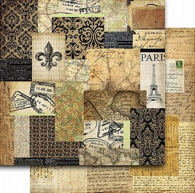 Teresa Collins - World Traveler Collection - Collage - 12x12" Paper - WT2801