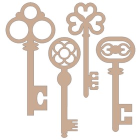 Twiddleybitz - Chipboard - Vintage Keys pk 4