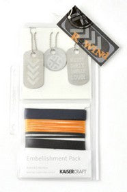 KaiserCraft - Rewind Collection - Embellishment Pack - Metal Tags & Leather Cord