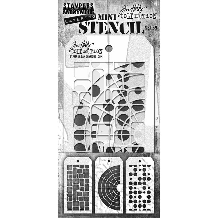 Stampers Anonymous - Tim Holtz - Layering Stencil - Mini Stencil Set 59 - THMST059