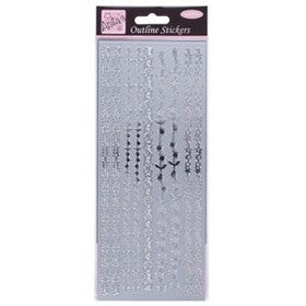 Anitas - Outline Stickers - Floral Borders - Silver