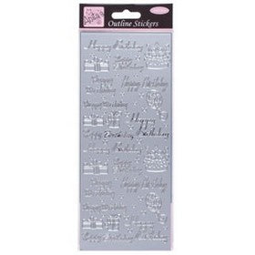 Anitas - Outline Stickers - Happy Birthday - Silver