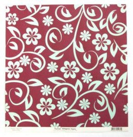 Bella - Allegory Collection - Maroon Single Sided Flocked 12x12" Paper