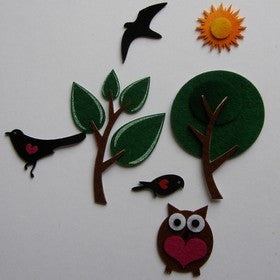 Blueye Dezines - Felt Foliage Owl Stickers