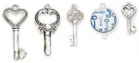 Blue Moon - Tokens - Metal Charms - Keys - Antique Silver