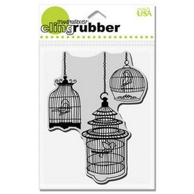 Stampendous - Cling Rubber Stamp - Bird Cage Trio