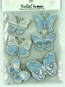 Bella - Ever After Collection - Butterfly - Fly Aways - Chipboard Stickers