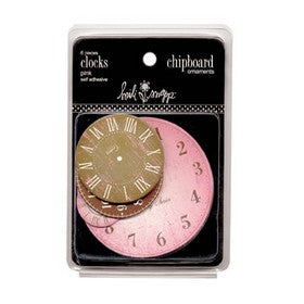 Heidi Swapp - Chipboard Ornaments - Clocks - Pink