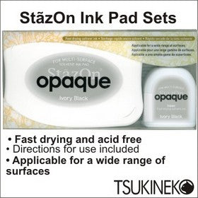 Tsukineko - Staz on Opaque - Solvent Ink Pad and Inker Set - Ivory Black