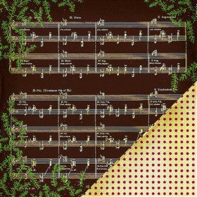 Making Memories - Noel Collection - Music Note Brown - 12x12" Double Sided Paper