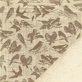 Making Memories - Brun Antique Reverie - Ledger Bird - 12x12" Paper