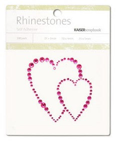 KaiserCraft - Rhinestone Picture - Hot Pink - Double Heart