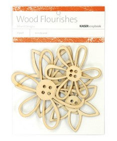 KaiserCraft - Wood Flourishes Button Flowers