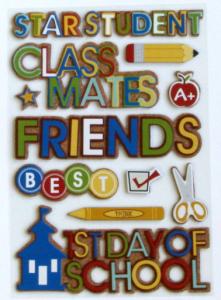 Bella - School Days Collection - Cork and Chipboard Words & Icons - 3D Stickers