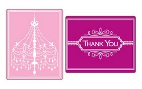 Sizzix - Textured Impressions - Embossing Folders 2 pack - Valentines - Chandelier & Thank You Set
