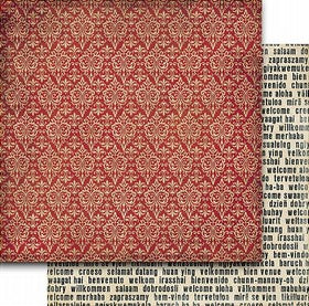 Teresa Collins - World Traveler Collection - Red Brocade - 12x12" Paper