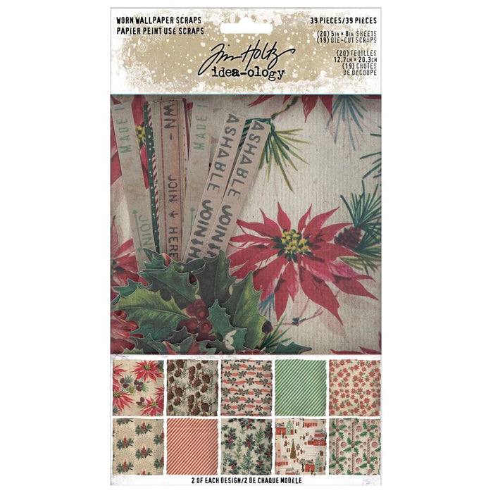 Idea-ology - Tim Holtz - Worn Wallpaper Scraps - Christmas