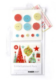 KaiserCraft - Christmas Carnival Collection - Embellishment Pack - Stickers & Buttons